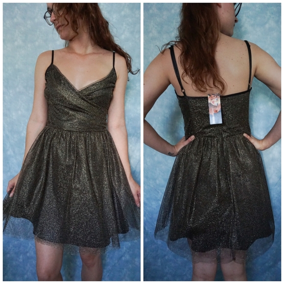 Gold Metallic Party Dress - Picture 1 of 4